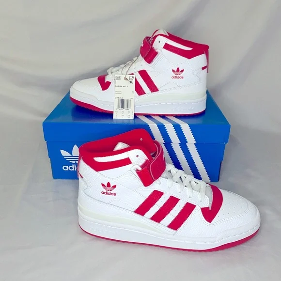 adidas | Shoes | Adidas Forum Mid J White Vivid Red Sneakers Gs 7gy8363 Nwt  Deadstock Dswt | Poshmark